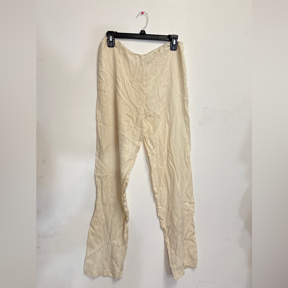 Cream novelty print silk pants silk loungewear 100% Silk